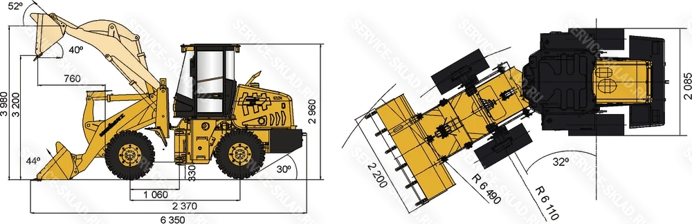 Схема Фронтальный погрузчик Lonking CDM936N AGRI